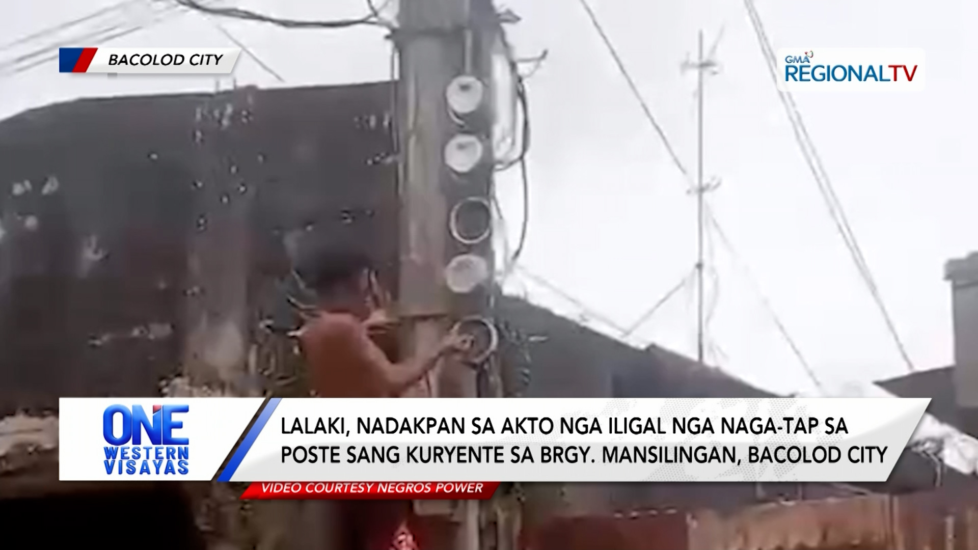 Lalaki dakop sa akto nga iligal naga-tap sa poste sang kuryente sa Bacolod City