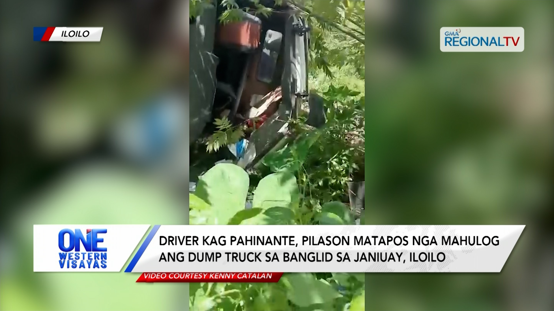 Dump truck, nahulog sa banglid sa Janiuay, Iloilo; driver kag upod, pilason | One Western Visayas