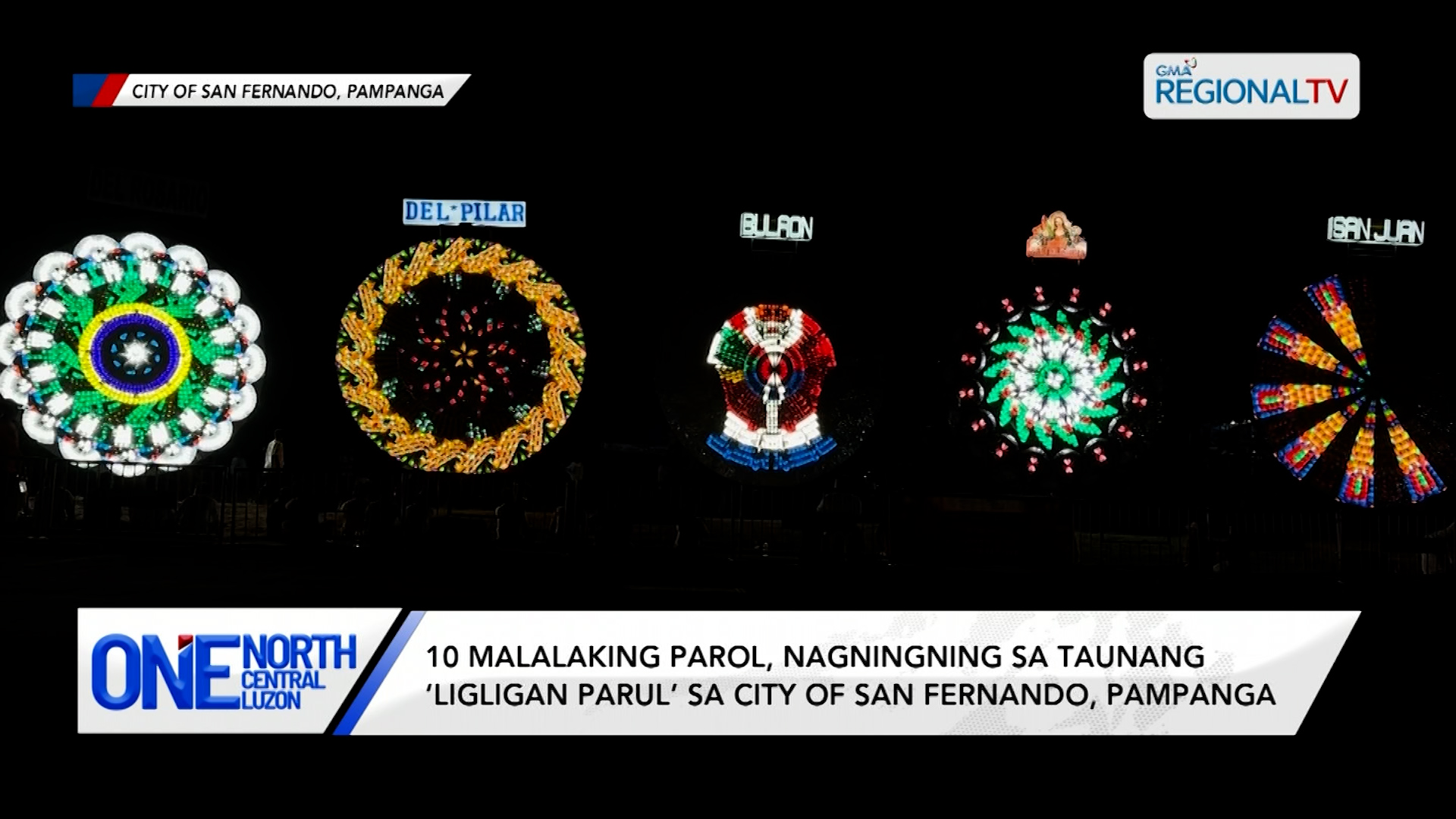 10 malalaking parol, nagningning sa taunang ‘Ligligan Parul’ sa Pampanga | One North Central Luzon
