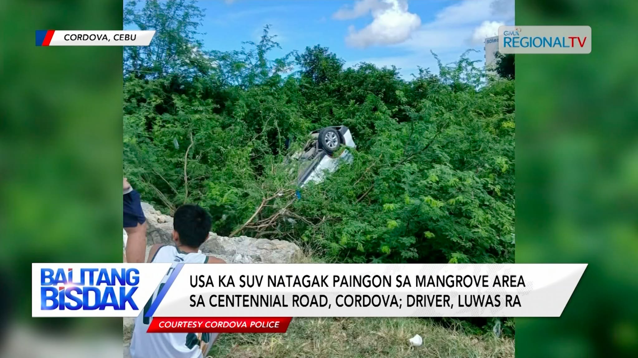 Usa ka SUV natagak paingon sa Mangrove Area sa Cordova | Balitang Bisdak