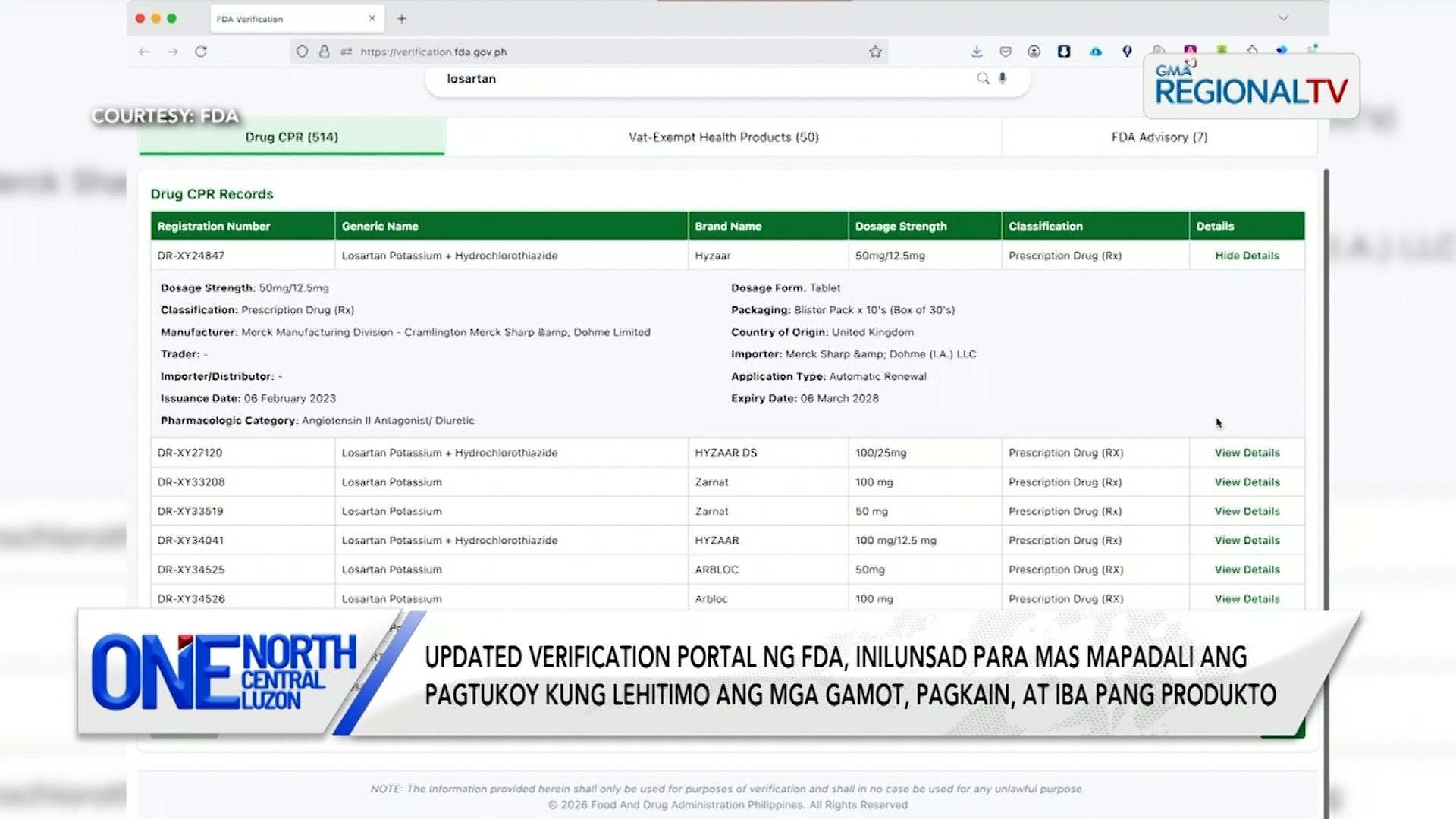 Updated verification portal ng FDA, inilunsad | One North Central Luzon