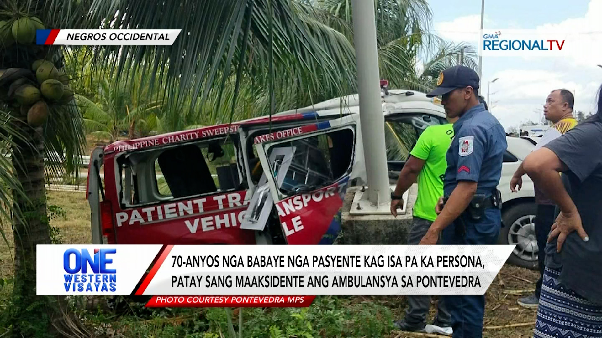 Ambulansya, nakabunggo sa poste sa Pontevedra; 2 patay, 2 pilason | One Western Visayas
