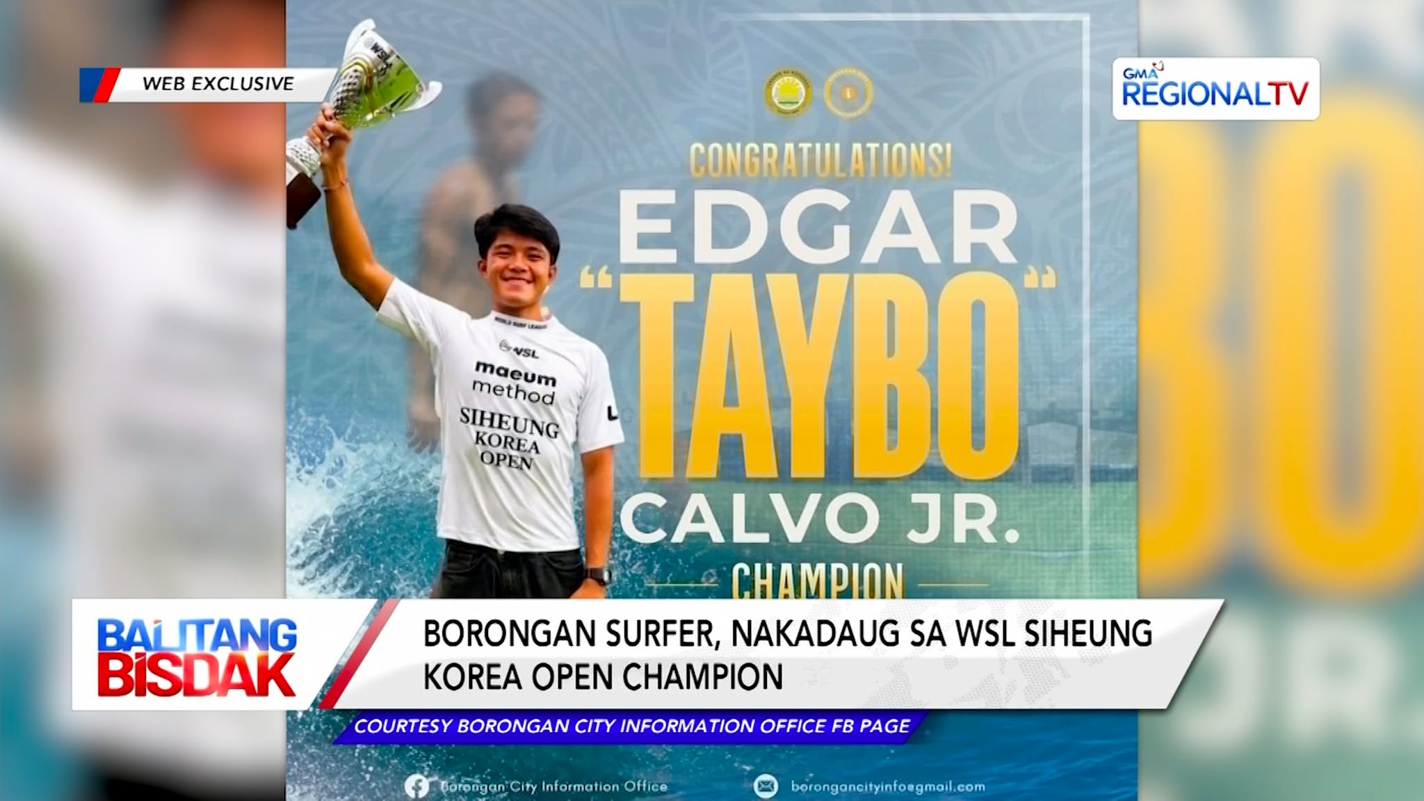 Borongan Surfer, Nakadaug sa WSL Siheung Korea Open ChaBorongan Surfer, Nakadmpion | Balitang Bisdak