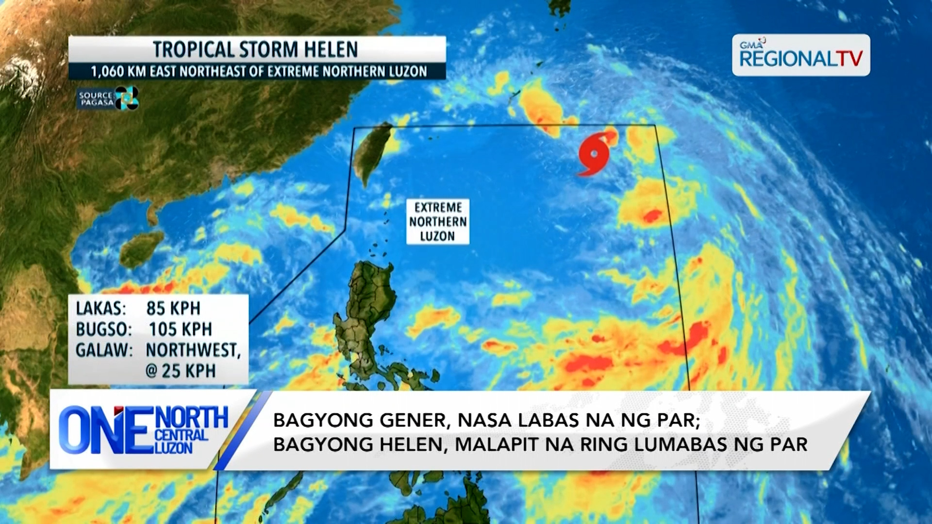 Bagyong Gener, nasa labas na ng PAR; Bagyong Helen, malapit na ring lumabas