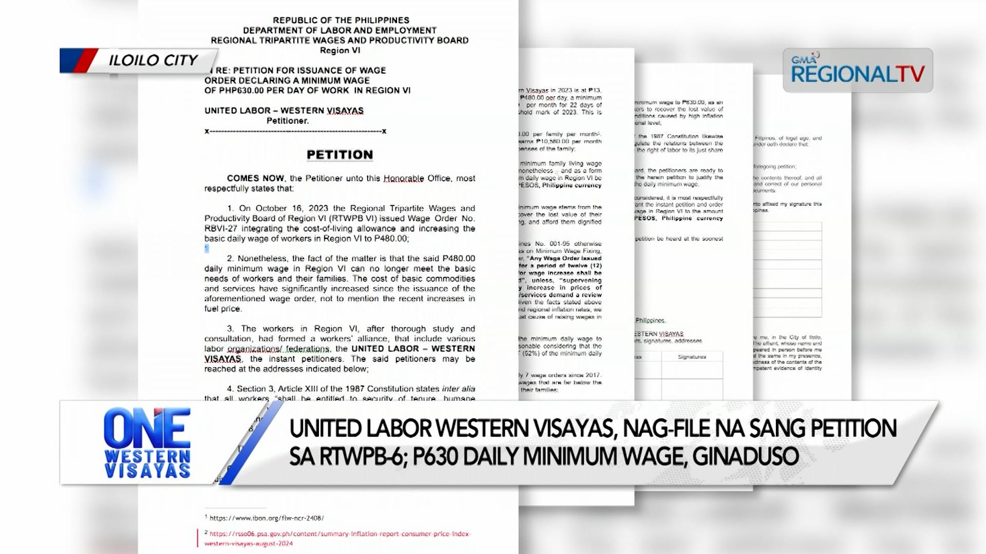 United Labor Western Visayas, nag-file na sang petition for wage hike sa RTWPB