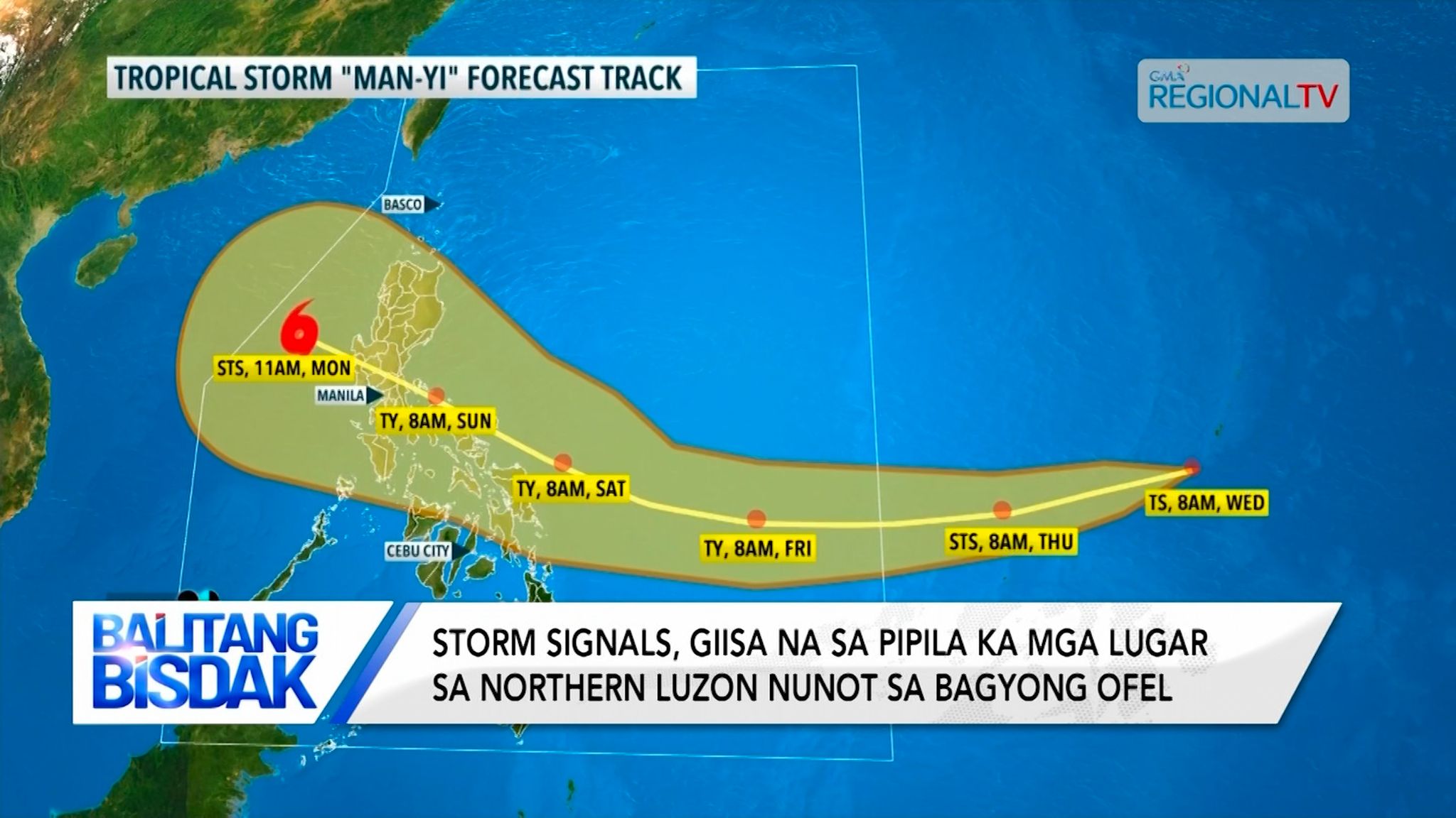 Storm signals, giisa na sa pipila ka lugar sa northern Luzon nunot sa Bagyong Ofel