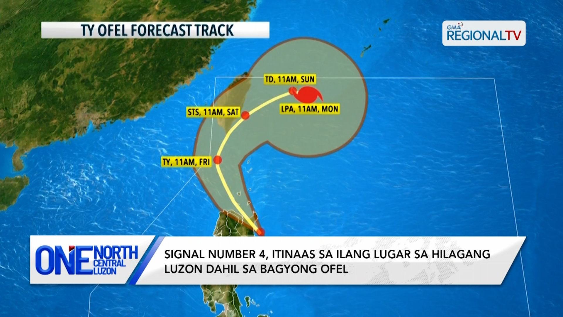 Signal number 5, itinaas sa ilang lugar dahil sa Bagyong Ofel