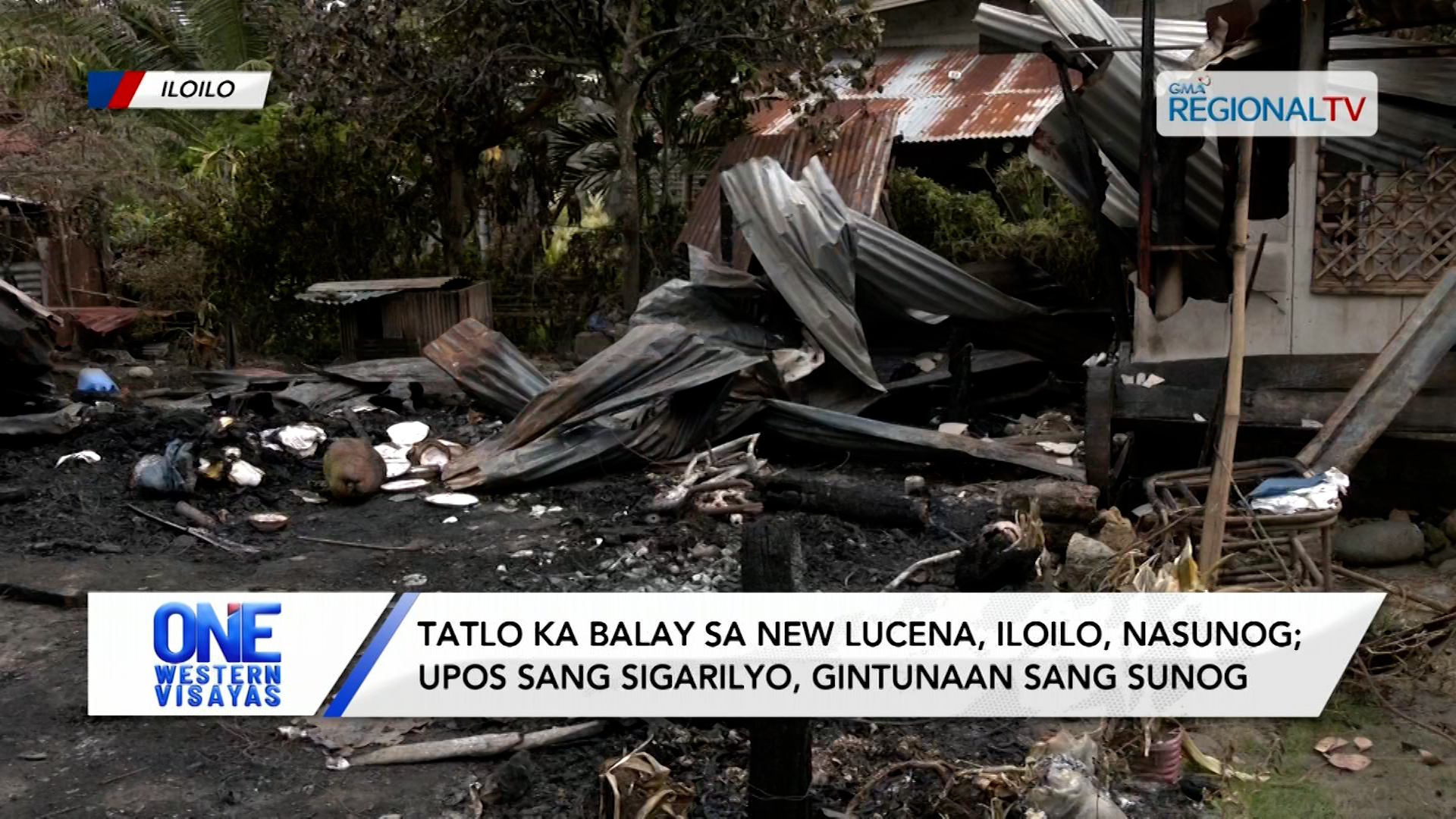 3 ka balay sa New Lucena, Iloilo, nasunog; upos sang sigarilyo, gintumod rason
