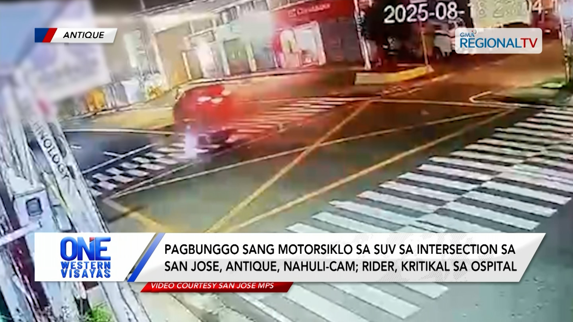 Pagbunggo sang motor sa SUV sa intersection sa San Jose, Antique, nahuli-cam | One Western Visayas