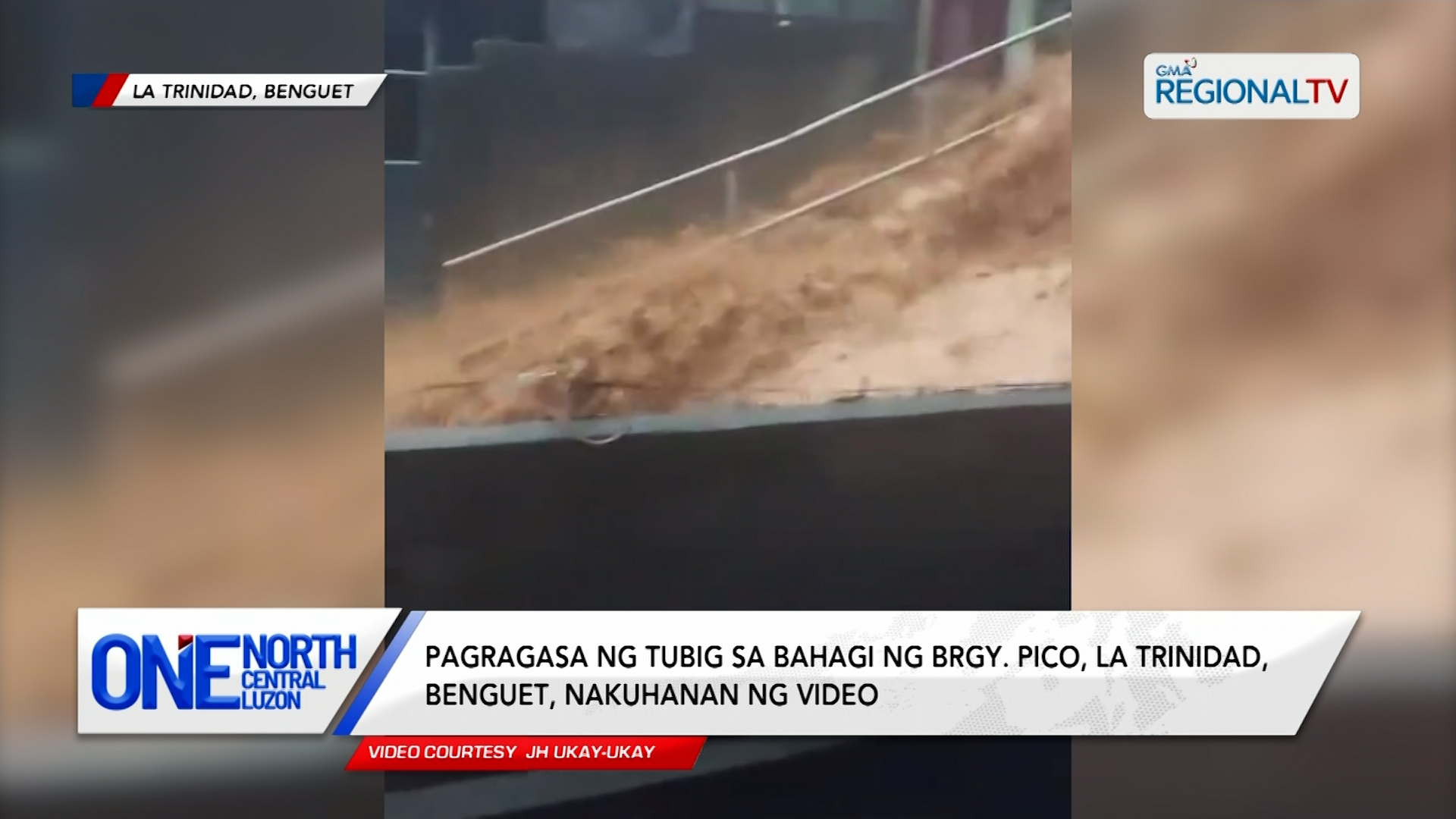 Pagragasa ng tubig sa bahagi ng La Trinidad, Benguet, nakuhanan ng video | One North Central Luzon