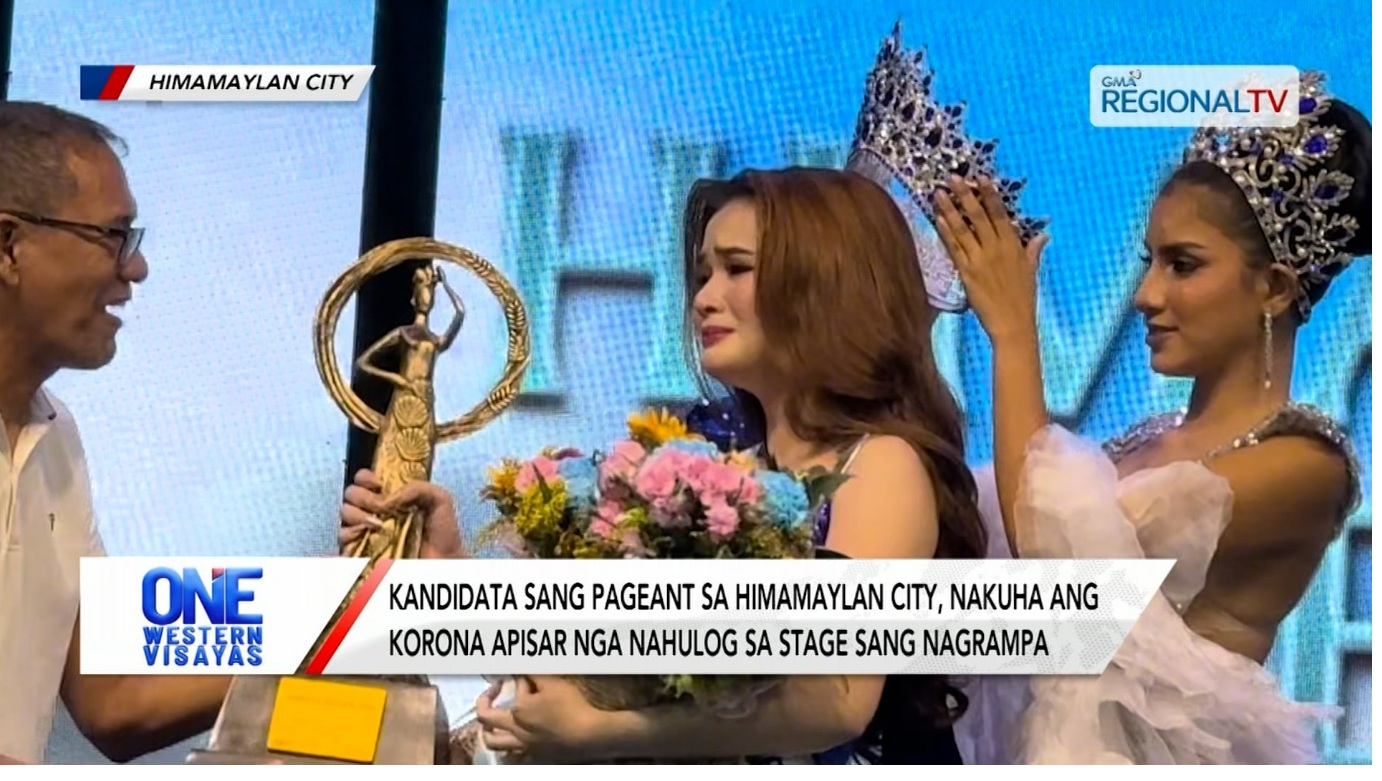 Kandidata sang pageant sa Himamaylan City, nahulog sa stage; nakuha ang korona | One Western Visayas