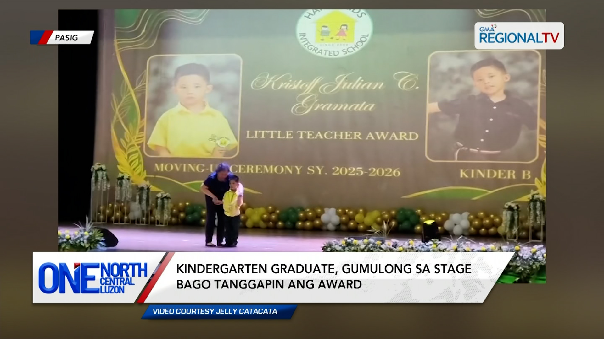 Kindergarten graduate, gumulong sa stage bago tanggapin ang award | One North Central Luzon