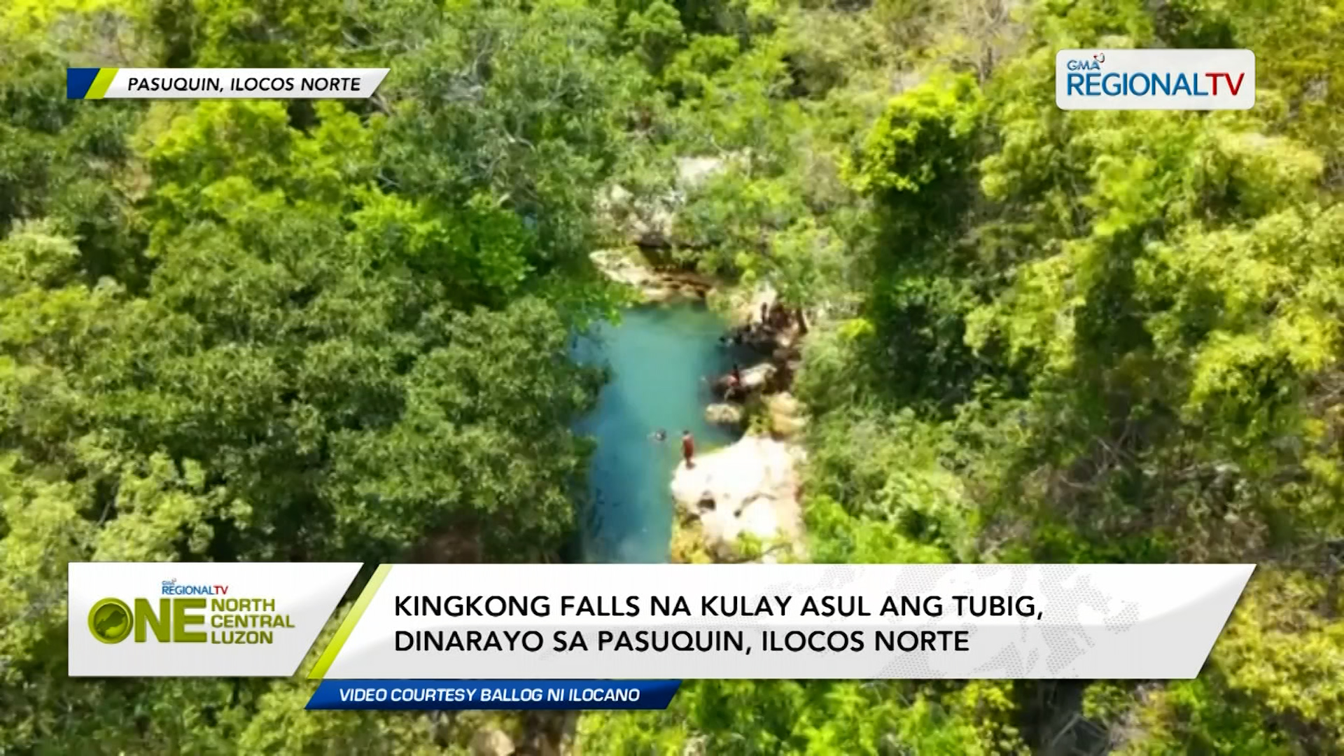 Kingkong Falls na kulay asul ang tubig, dinarayo sa Pasuquin, Ilocos Norte