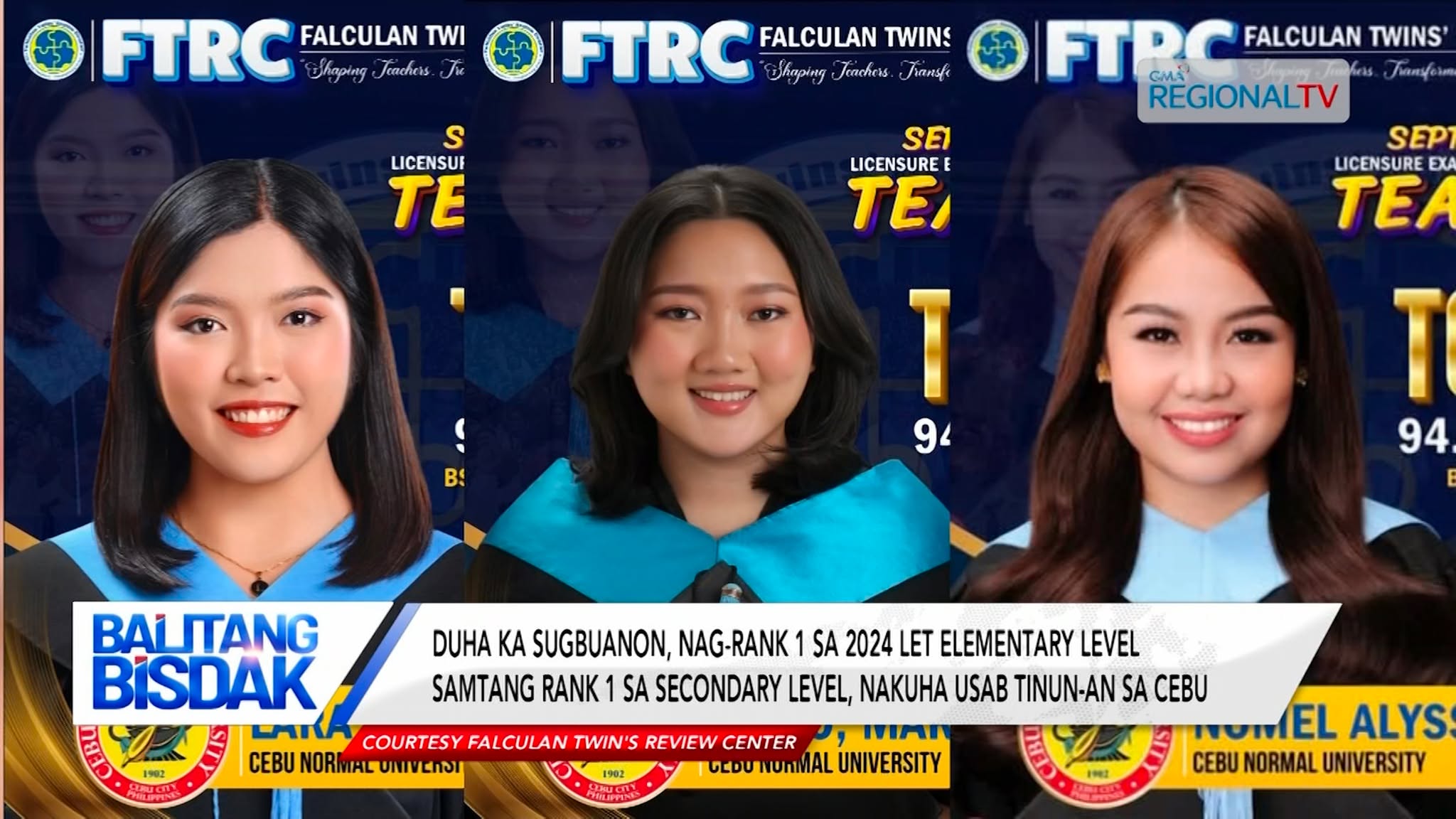 3 ka Sugbuanon, nag-rank 1 sa 2024 LET elementary ug secondary level