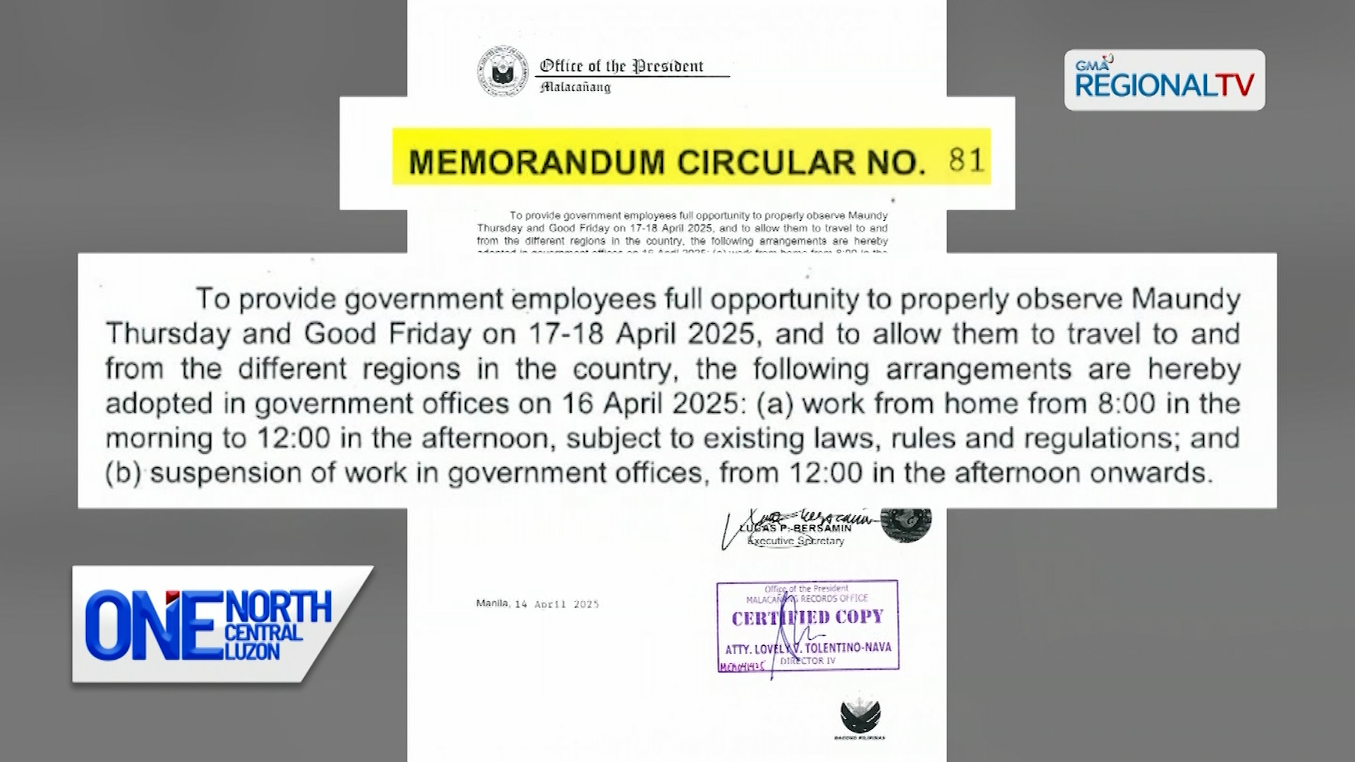 Malacañang: Work-from-home arrangement at half-day ang trabaho sa gobyerno