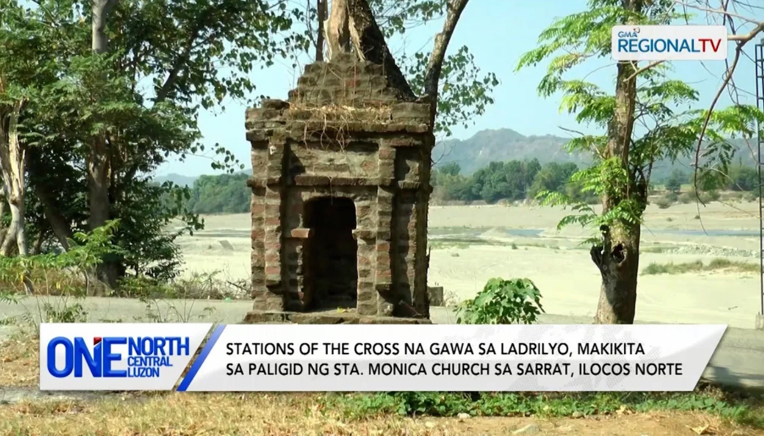 Stations of the cross na gawa sa ladrilyo, makikita sa Sta. Monica Church