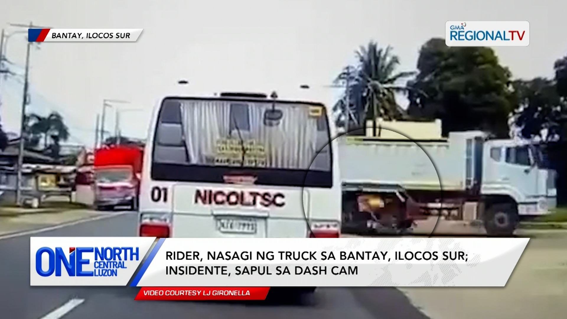 Rider, nasagi ng truck sa Bantay, Ilocos Sur; insidente, sapul sa dash cam