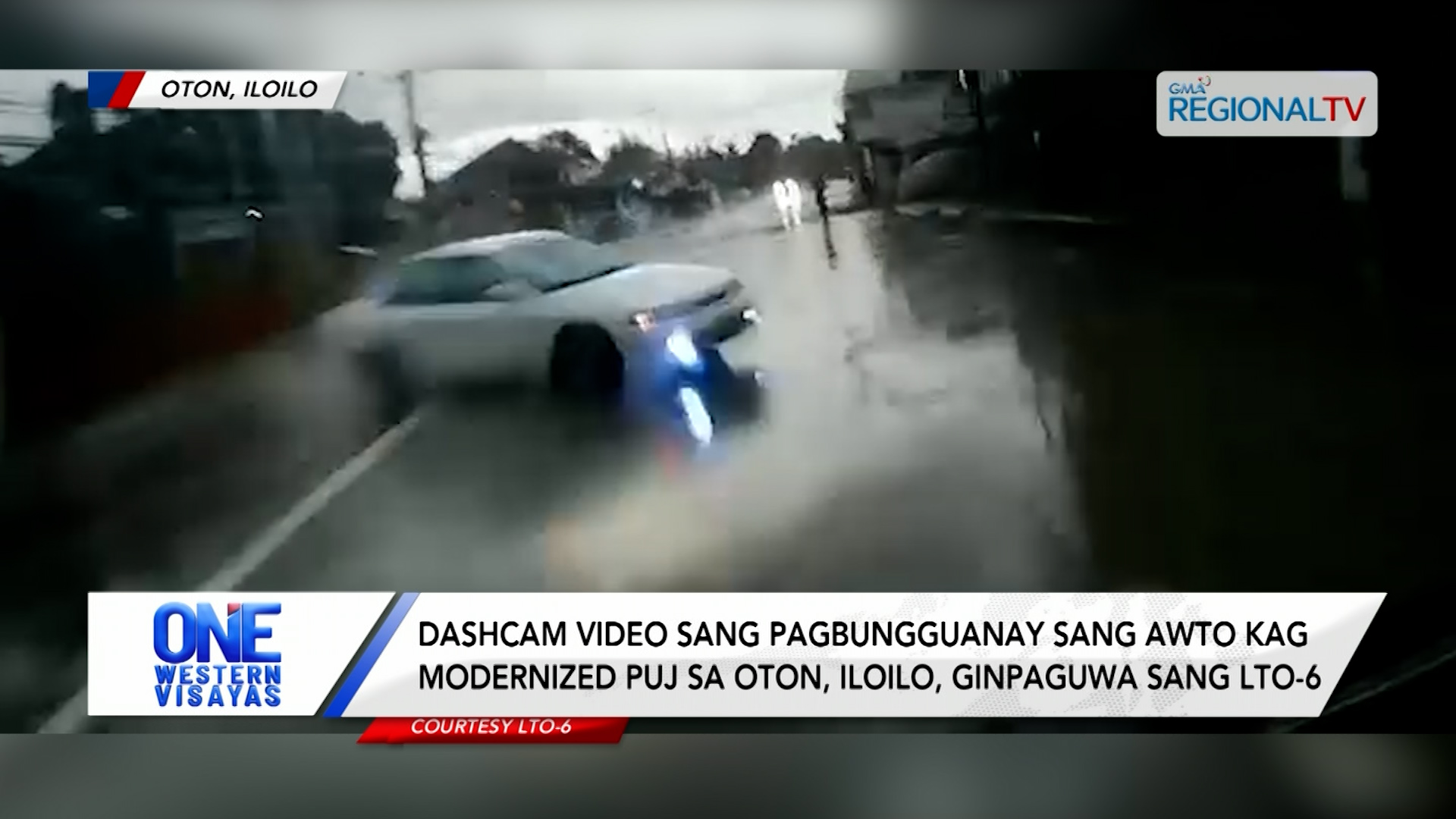 Dashcam video sang pagbungguanay sang awto kag modernized PUJ sa Oton