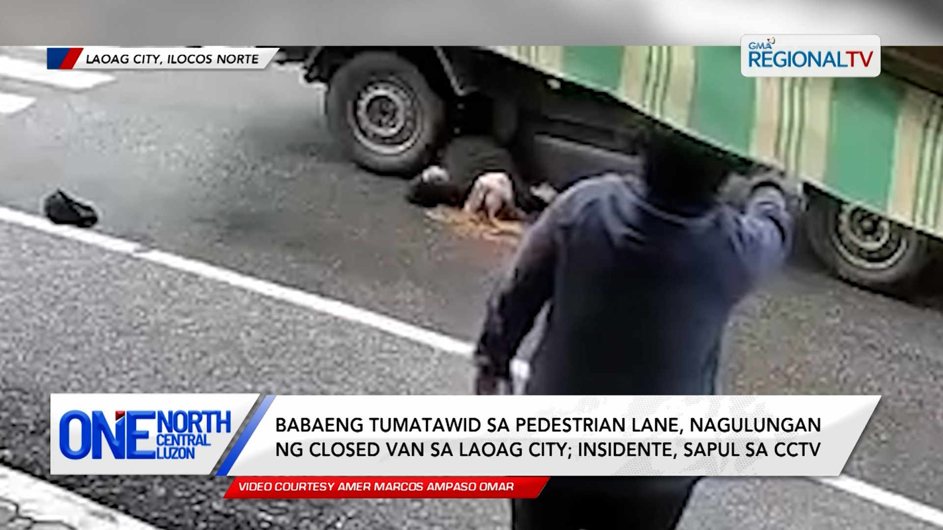 Babaeng tumatawid sa pedestrian lane, nagulungan ng closed van sa Laoag | One North Central Luzon
