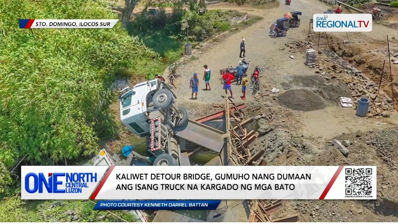 Kaliwet Detour Bridge, gumuho nang dumaan ang truck na kargado ng bato | One North Central Luzon