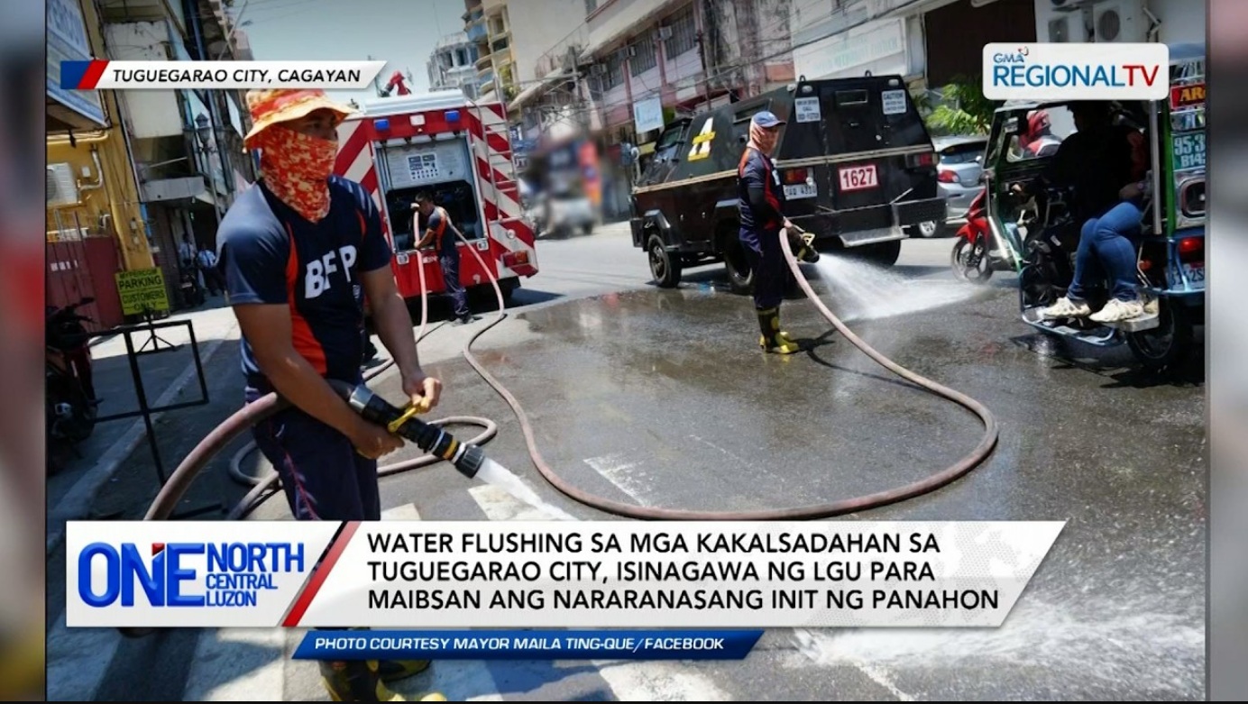 Water flushing sa mga kakalsadahan sa Tuguegarao City, isinagawa | One North Central Luzon