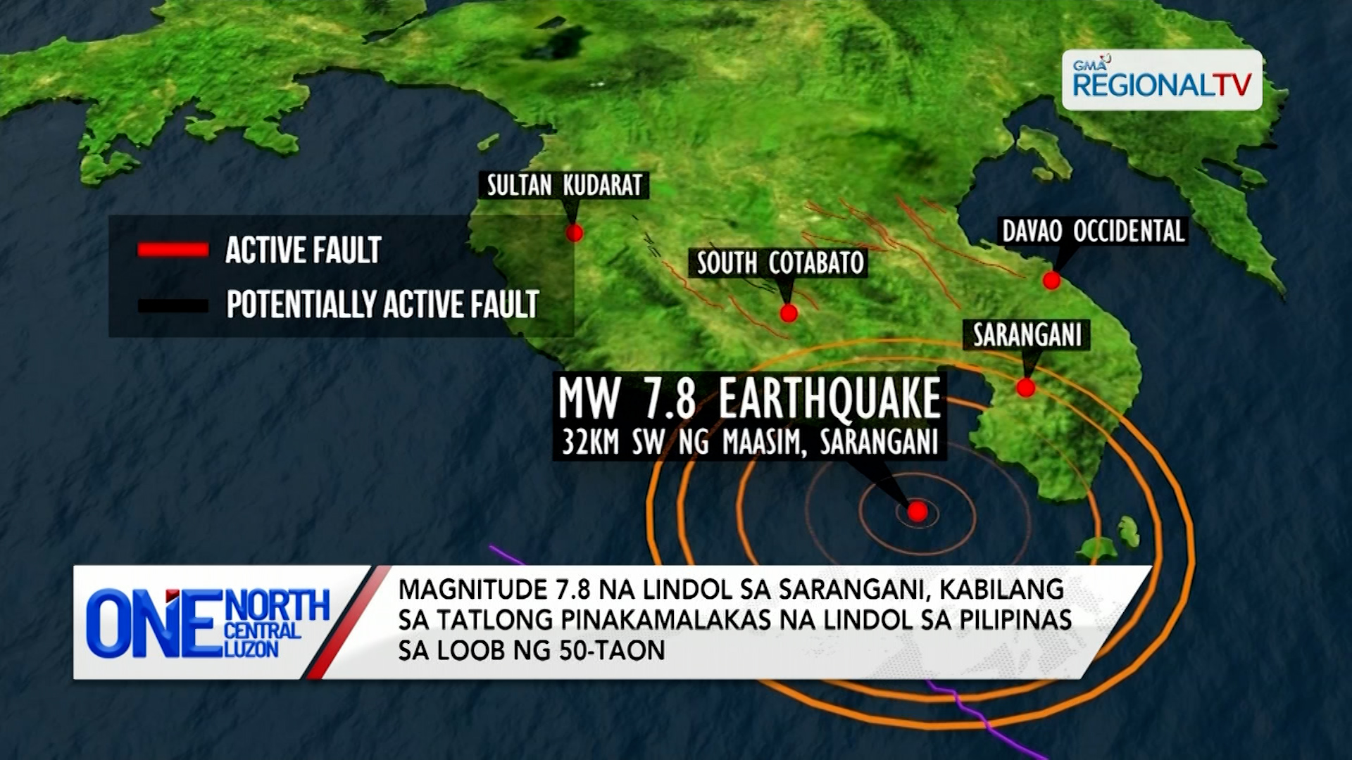 Magnitude 7.8 na lindol sa Sarangani, kabilang sa pinakamalakas na lindol | One North Central Luzon