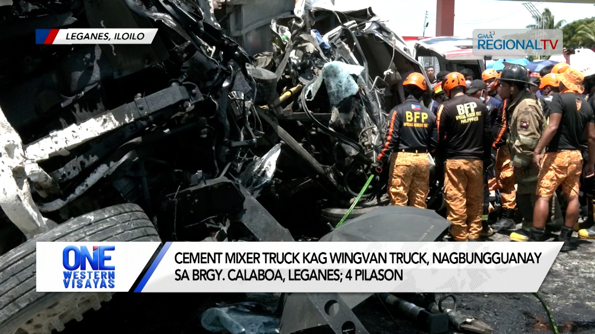 Cement mixer truck kag wingvan truck, nagbungguanay sa Brgy. Calaboa, Leganes.