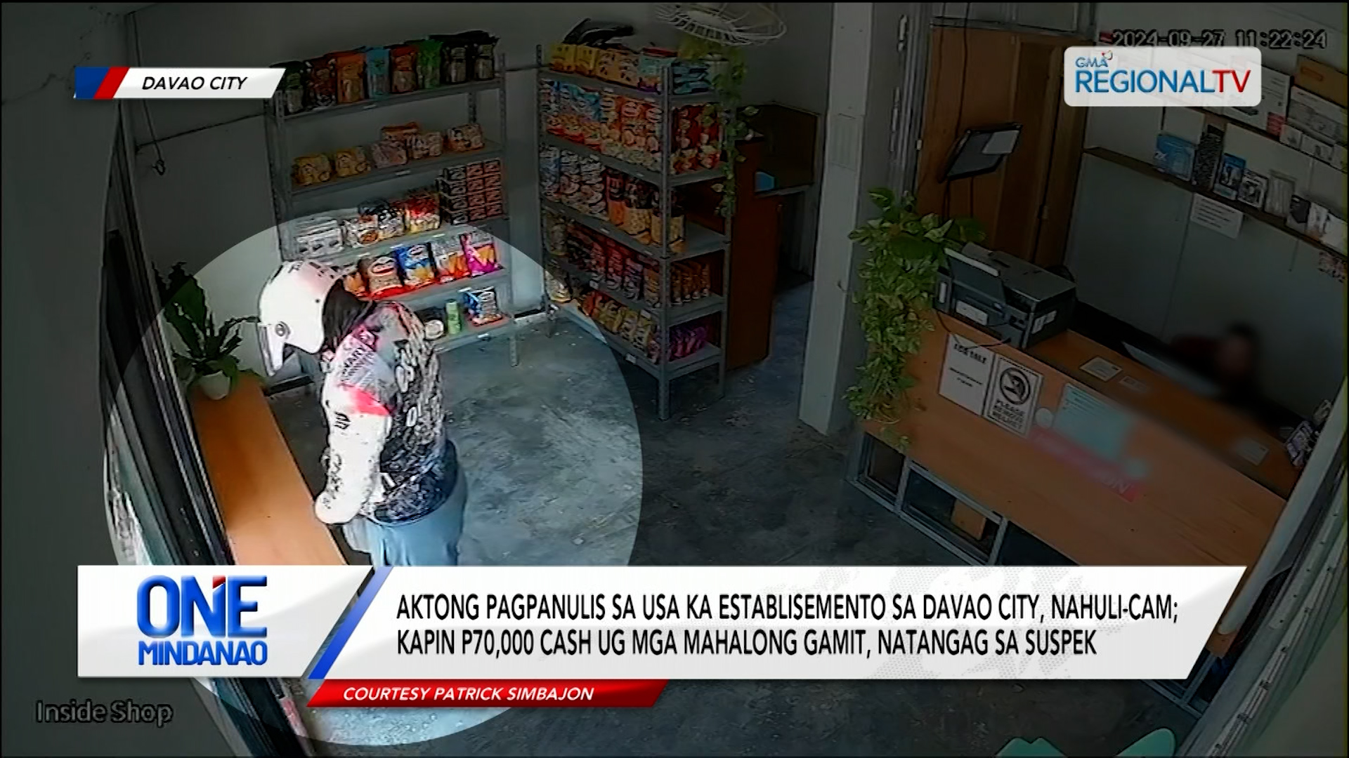 Aktong pagpanulis sa usa ka establisemento sa Davao City, nahuli-cam