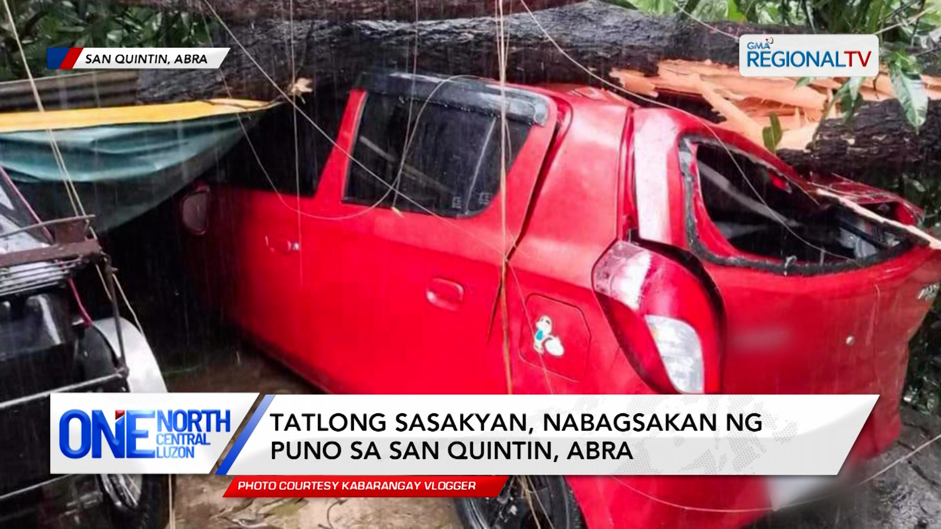 Tatlong sasakyan, nabagsakan ng puno sa San Quintin, Abra