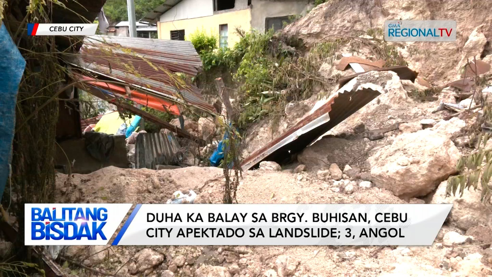 Duha ka balay sa Brgy. Buhisan, Cebu City apektado sa landslide; 3, angol