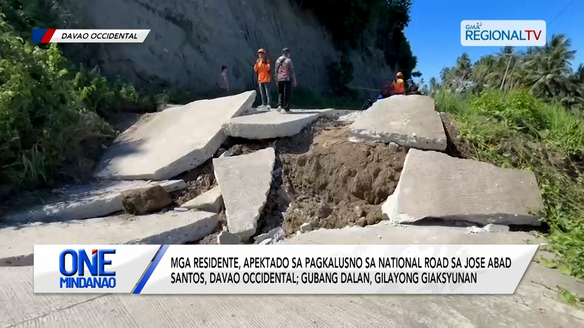 Mga residente, apektado sa pagkalusno sa national road sa Davao Occidental