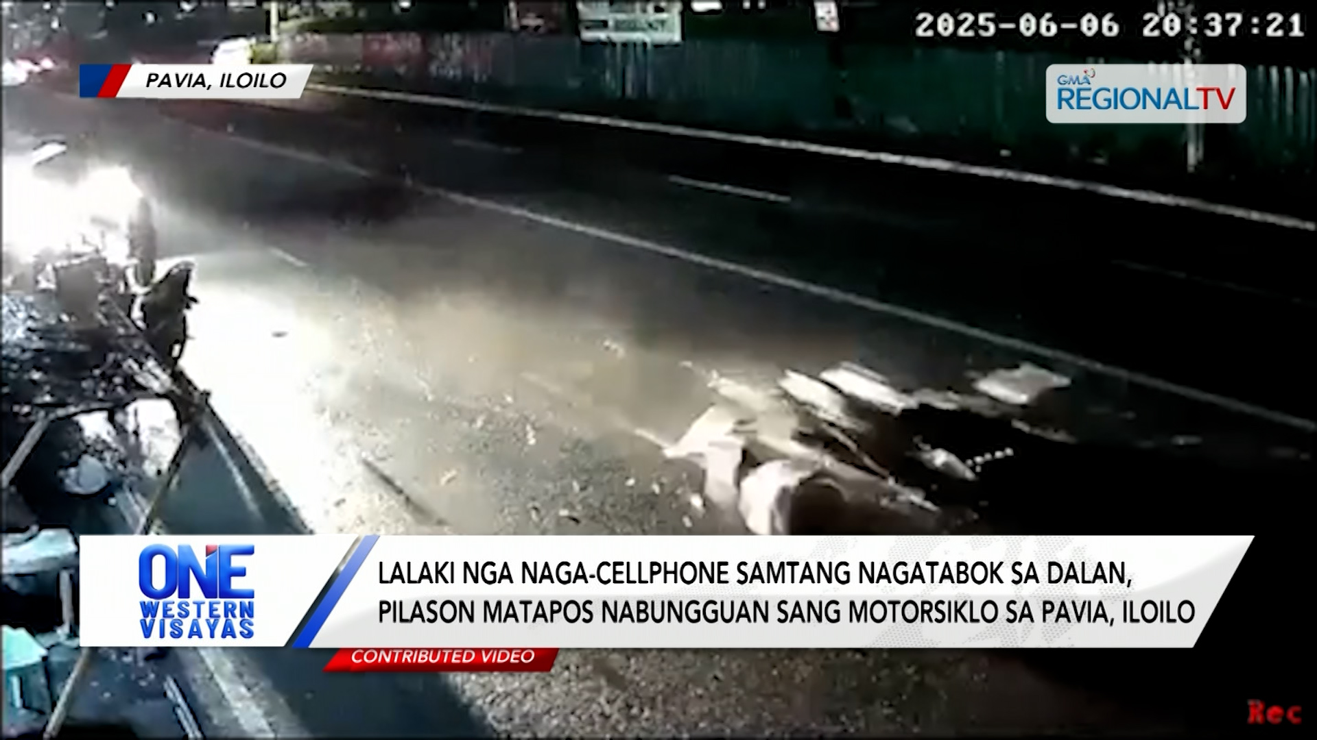 Lalaki nga naga-cellphone samtang nagatabok sa dalan pilason matapos nabungguan
