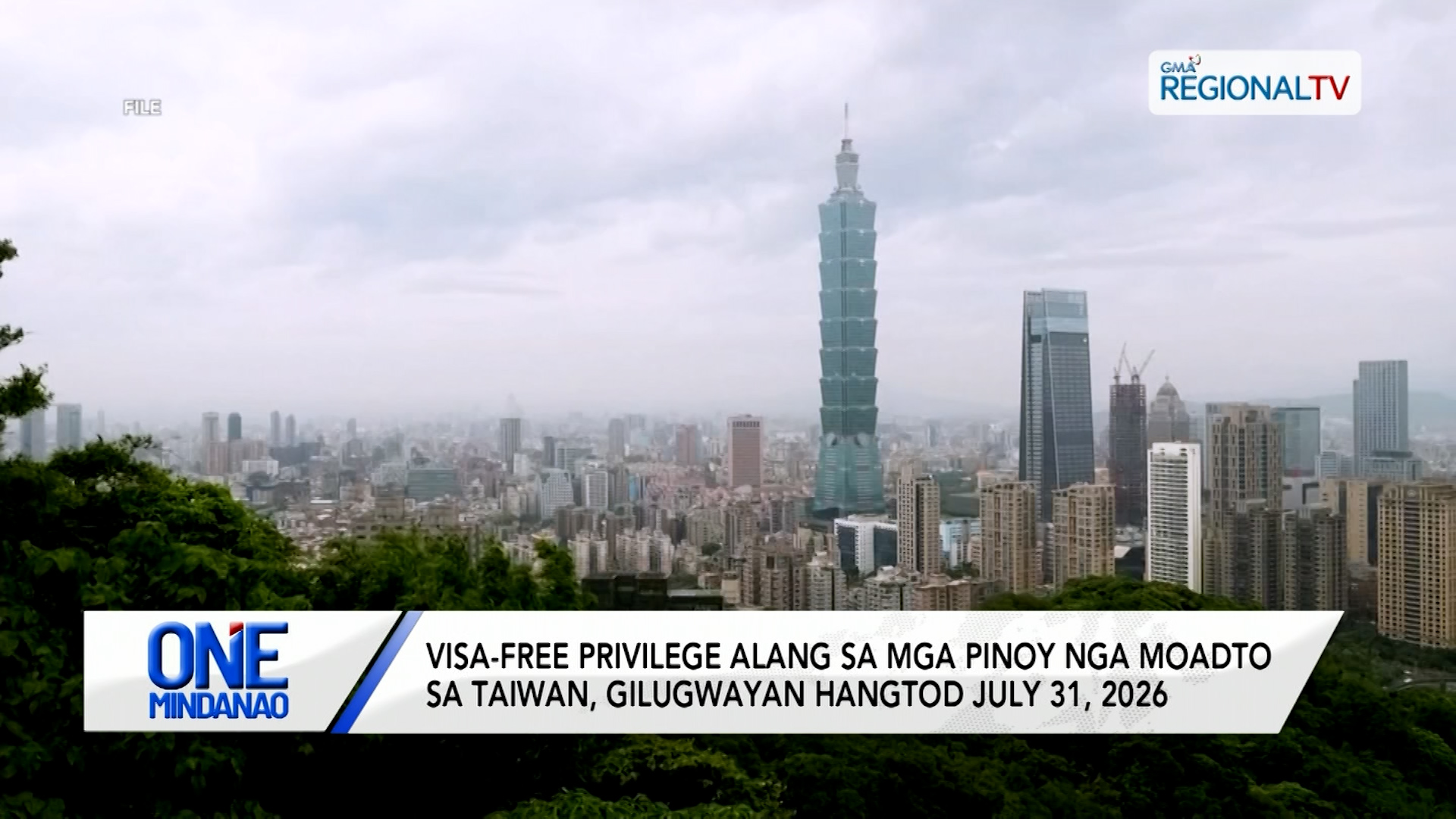 Visa-free privilege alang sa mga Pinoy nga muadto sa Taiwan, gilugwayan