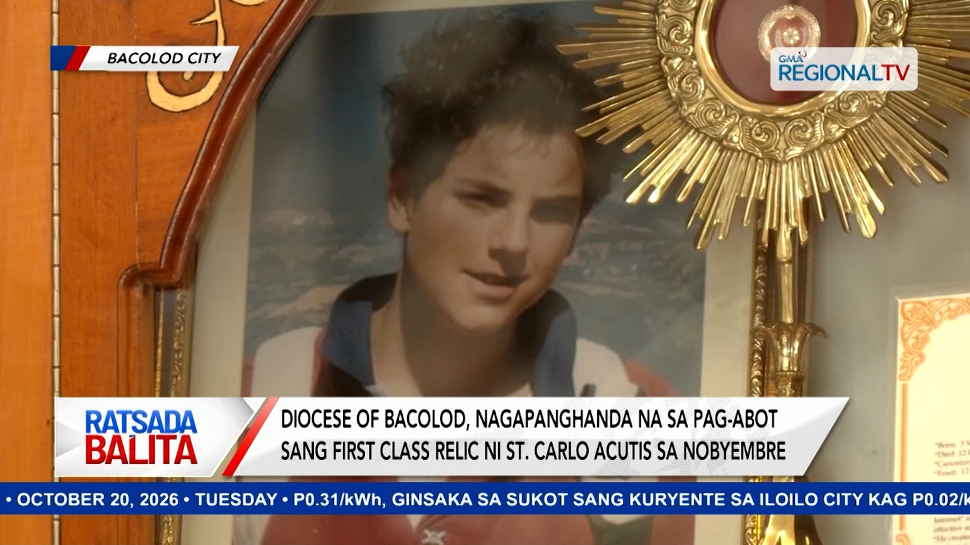 Diocese of Bacolod, nagahanda sa pag-abot sang first class relic ni St. Carlo Acutis| Ratsada Balita