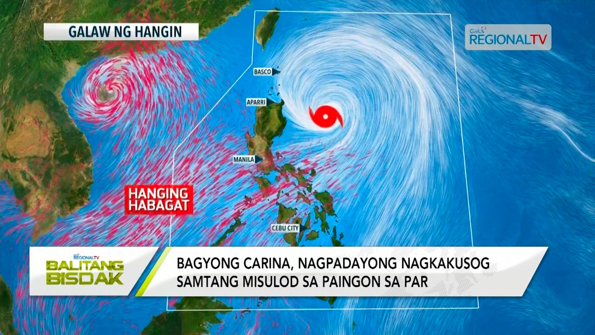 Bagyong Carina, ubos ang tsansa nga mo-landfall