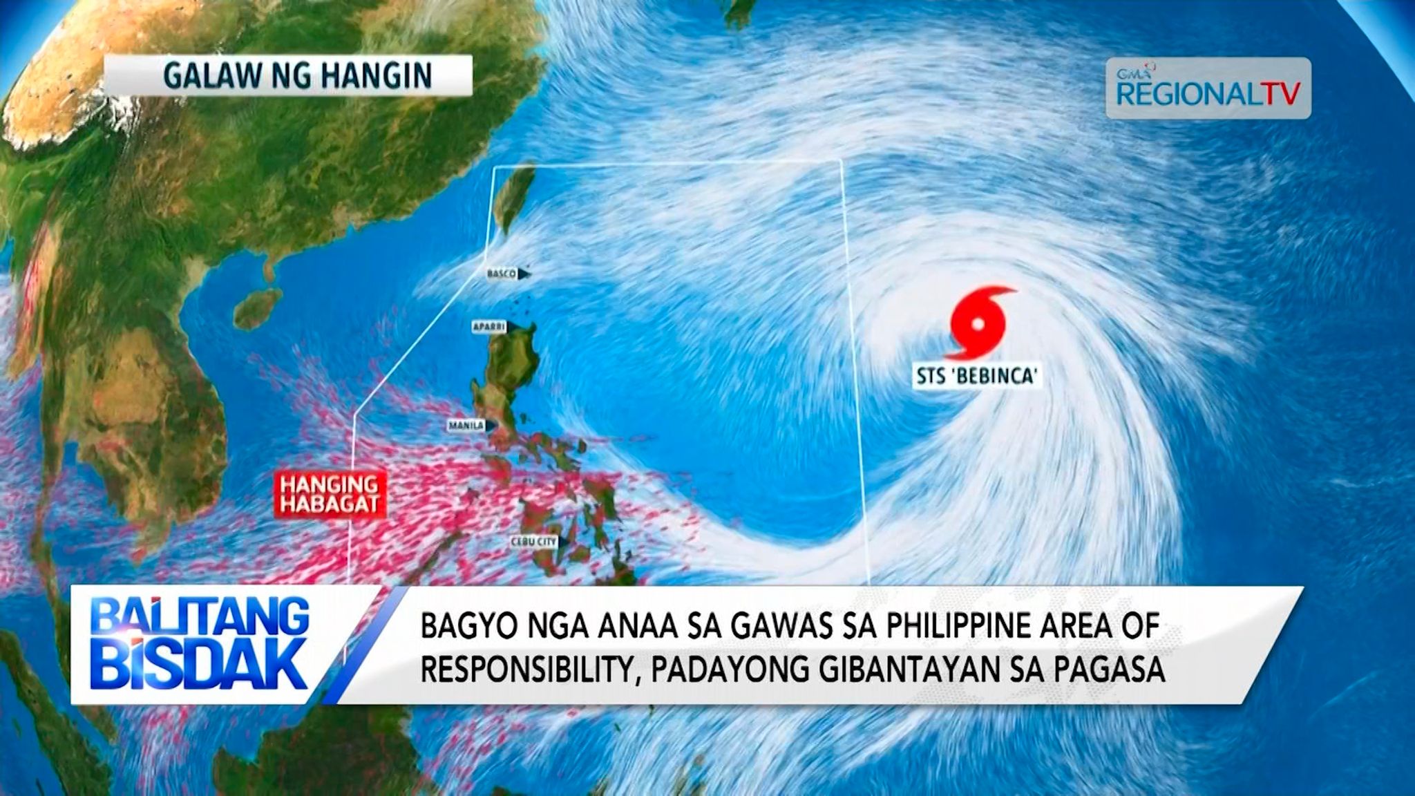 Severe Tropical Storm Bebinca, ubos ang tsansa nga mo-landfall