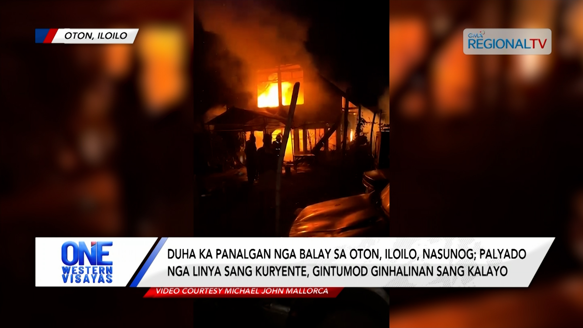 Duha ka panalgan nga balay sa Oton, Iloilo, nasunog