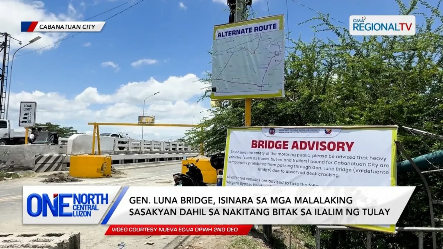 Gen. Luna Bridge sa Cabanatuan City, isinara sa mga malalaking sasakyan