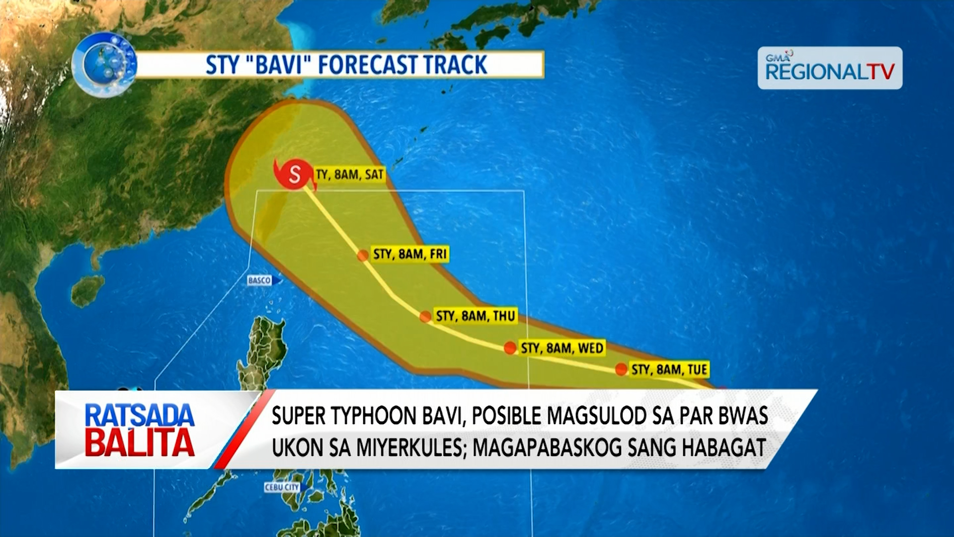 Super typhoon Bavi, posible magsulod sa PAR bwas ukon sa Miyerkules | Ratsada Balita