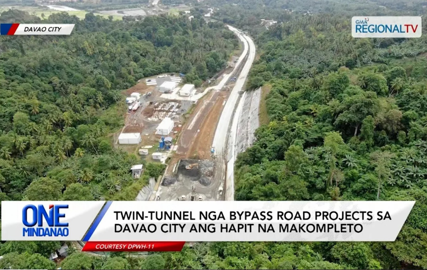 Twin-tunnel nga bypass road projects sa Davao City ang hapit na makompleto
