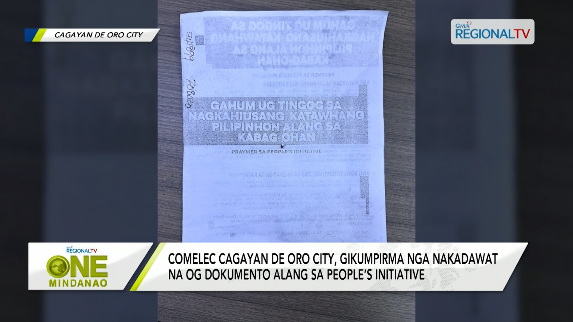 COMELEC CDO, gikumpirma nga nakadawat na og dokumento alang sa People’s Initiative