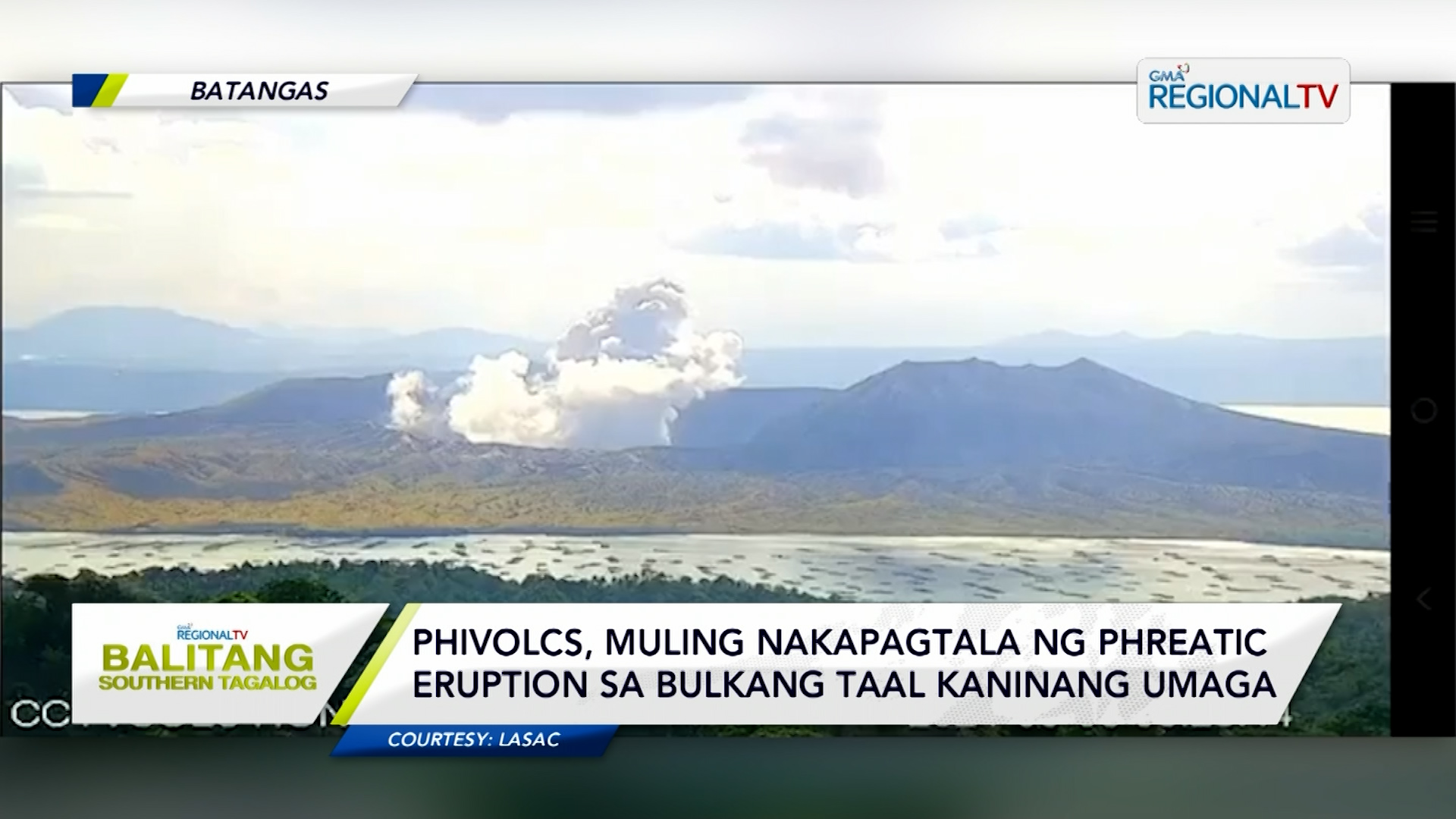 PhiVolcs, muling nakapagtala ng phreatic eruption sa Bulkang Taal