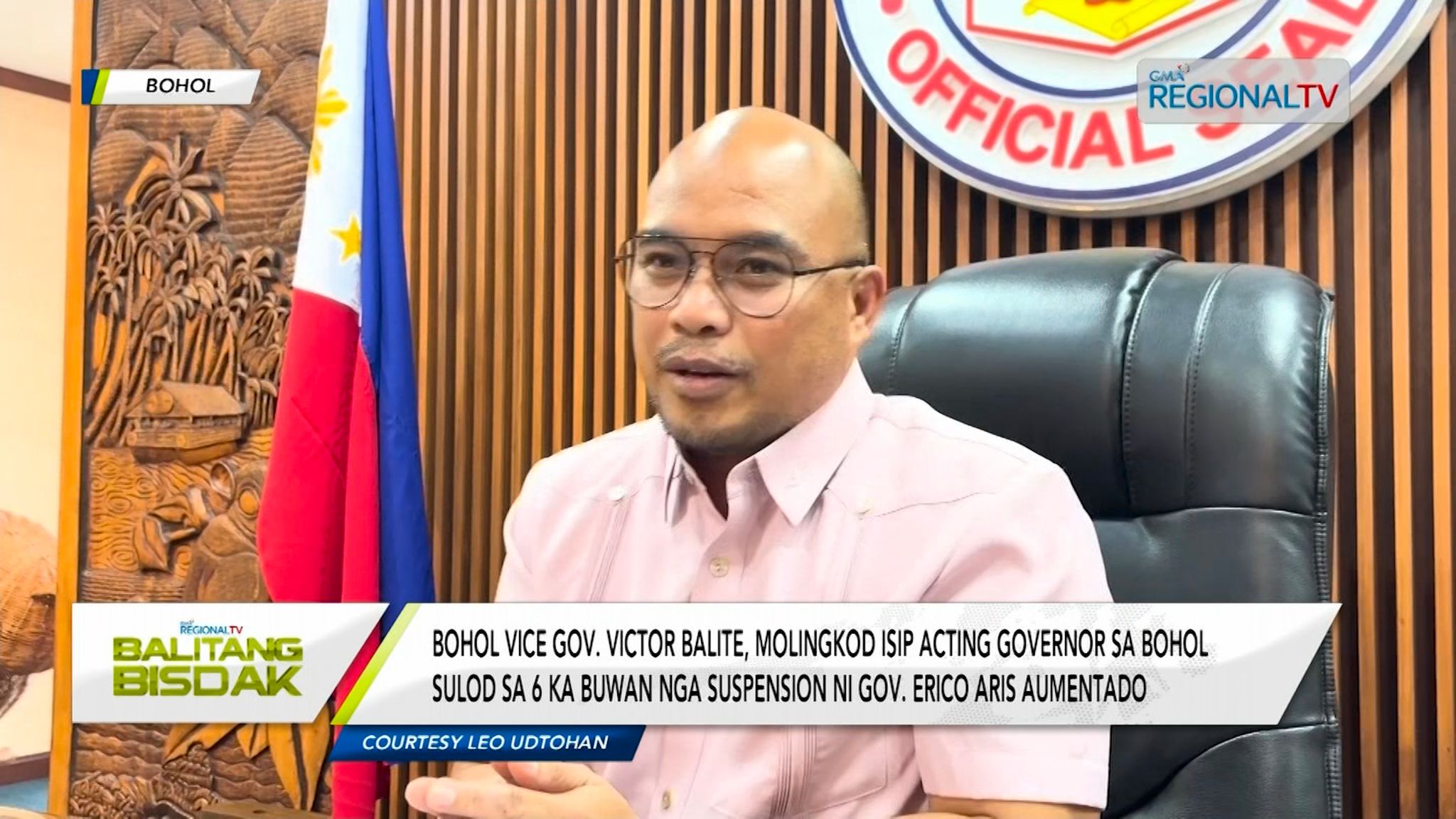 Bohol Vice Governor Victor Balite, kasamtang acting governor Bohol