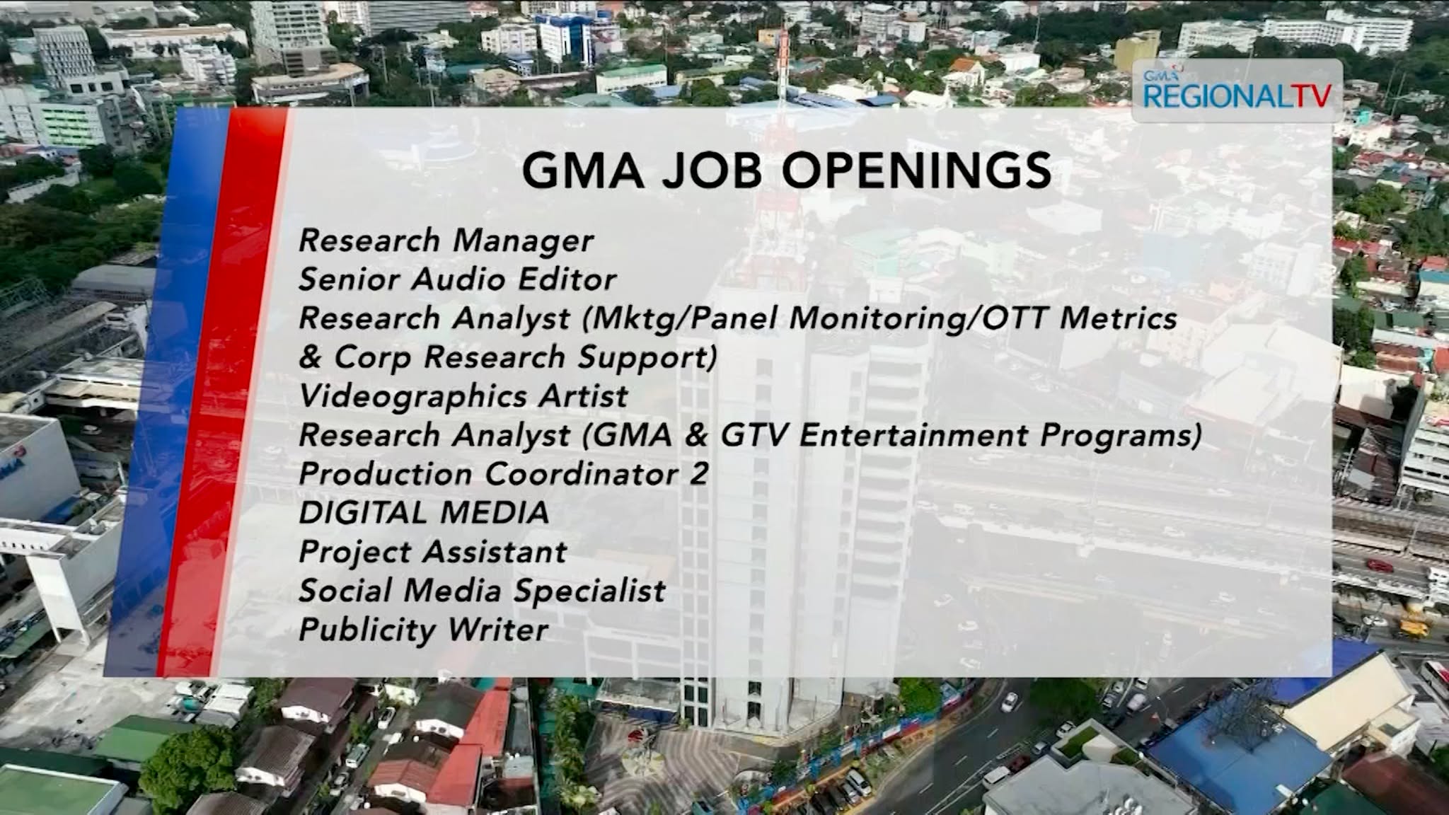 Mga bakanteng trabaho sa GMA| Balitang Bisdak