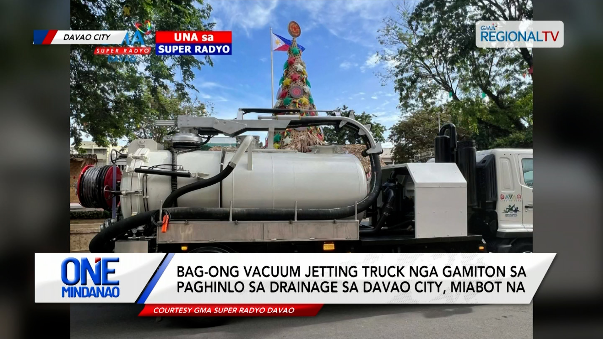 Bag-ong vacuum jetting truck nga gamiton sa paghinlo sa drainage, miabot na | One Mindanao