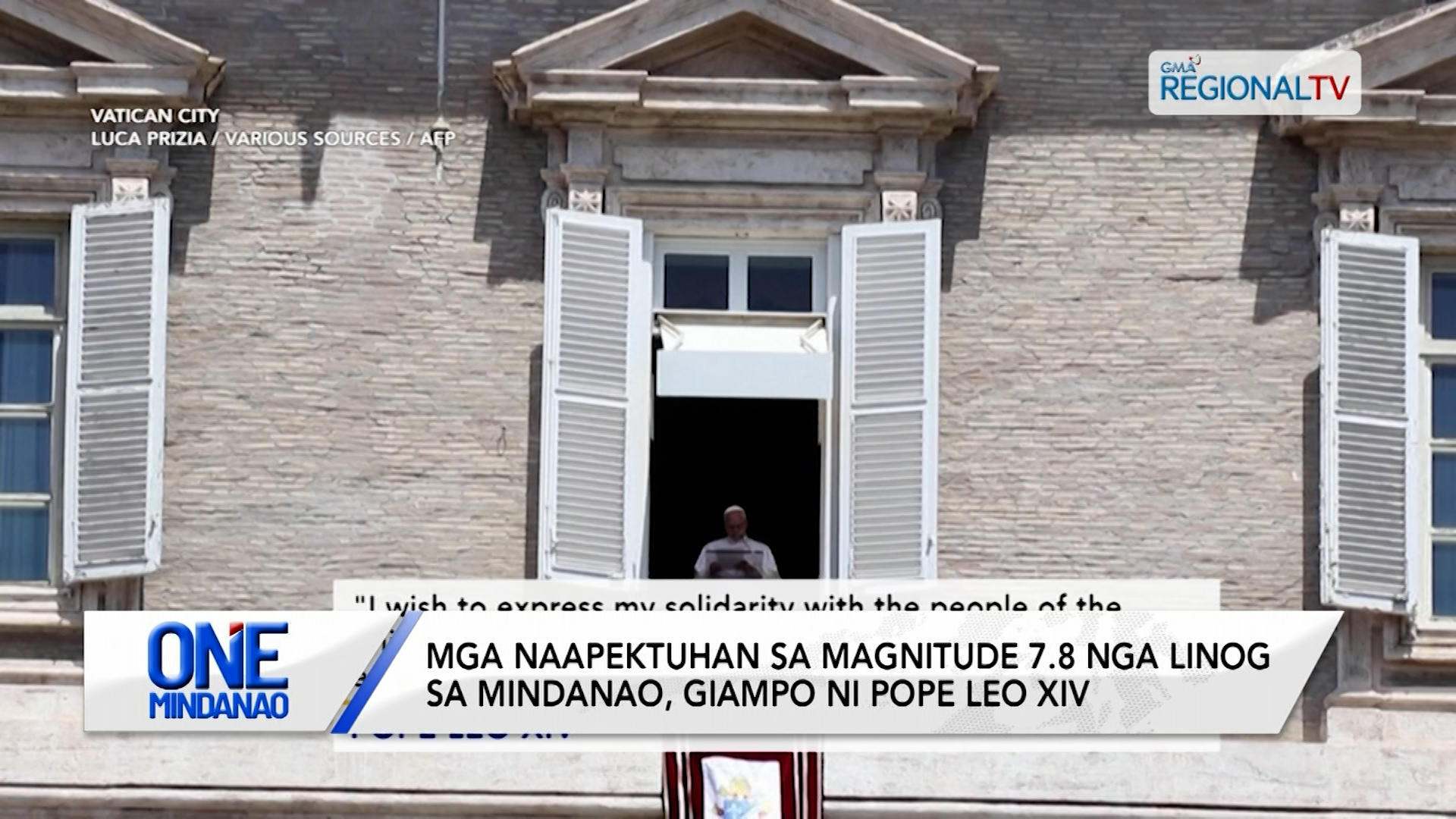 Mga naapektuhan sa linog sa Mindanao, giampo ni Pope Leo XIV I One Mindanao