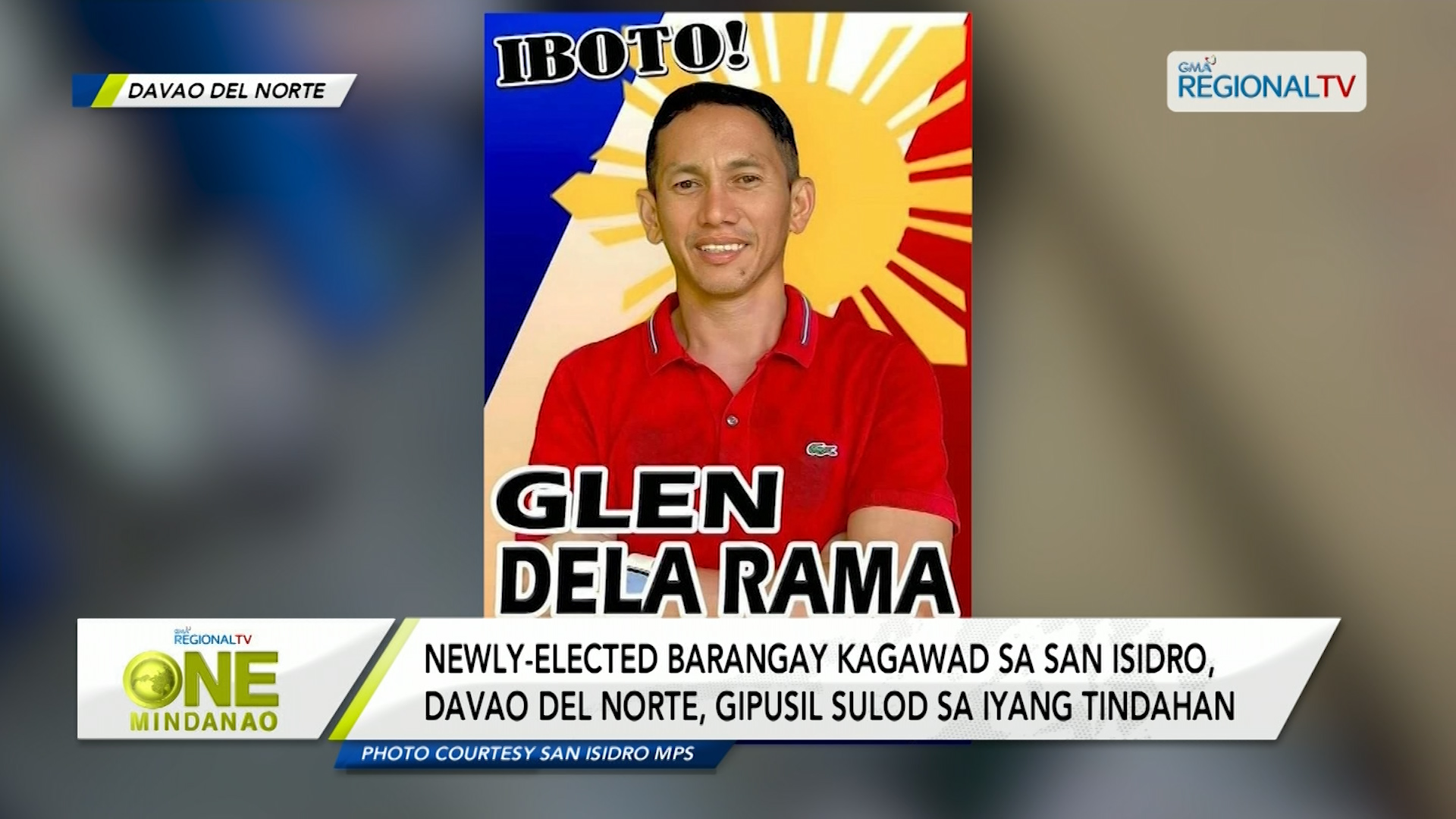 Newly-elected barangay kagawad sa Davao del Norte, gipusil sulod sa iyang tindhanan