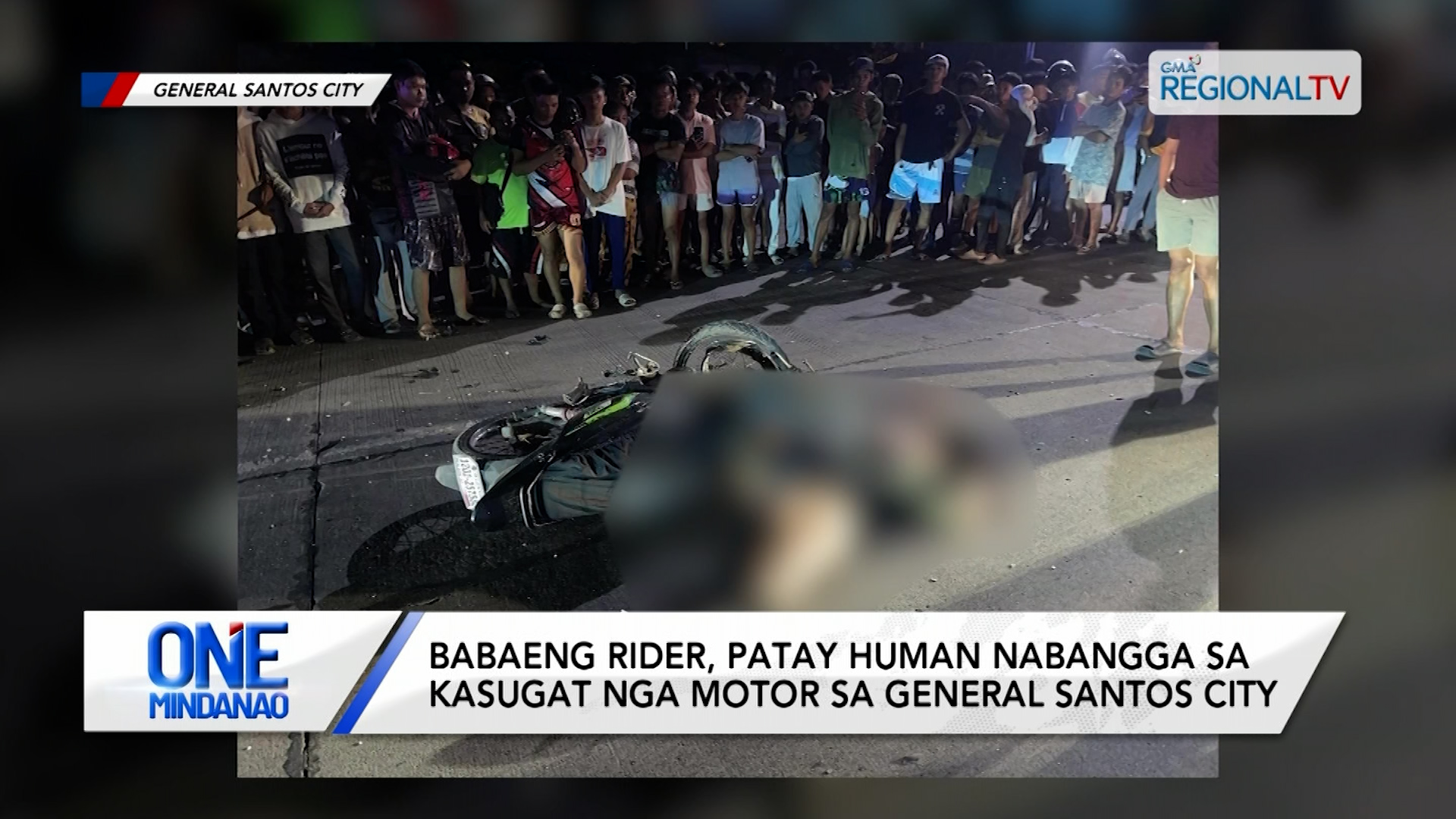 Babaeng rider, patay human nabangga sa kasugat nga motor sa General Santos City