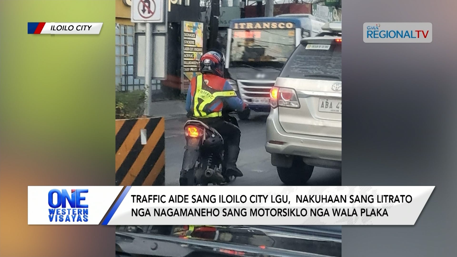 Traffic Aide,  Nakuhaan Litrato nga Nagamaneho sang Motorsiklo nga Wala Plaka