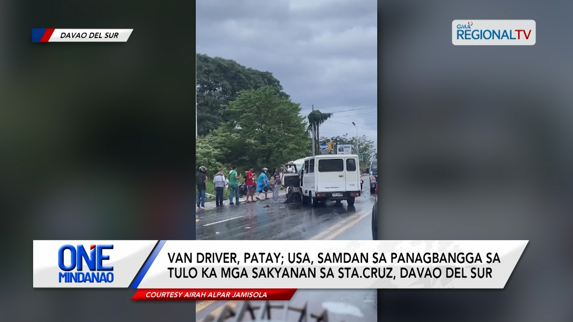 Van driver, patay; usa, samdan sa panagbangga sa mga sakyanan sa Davao del Sur